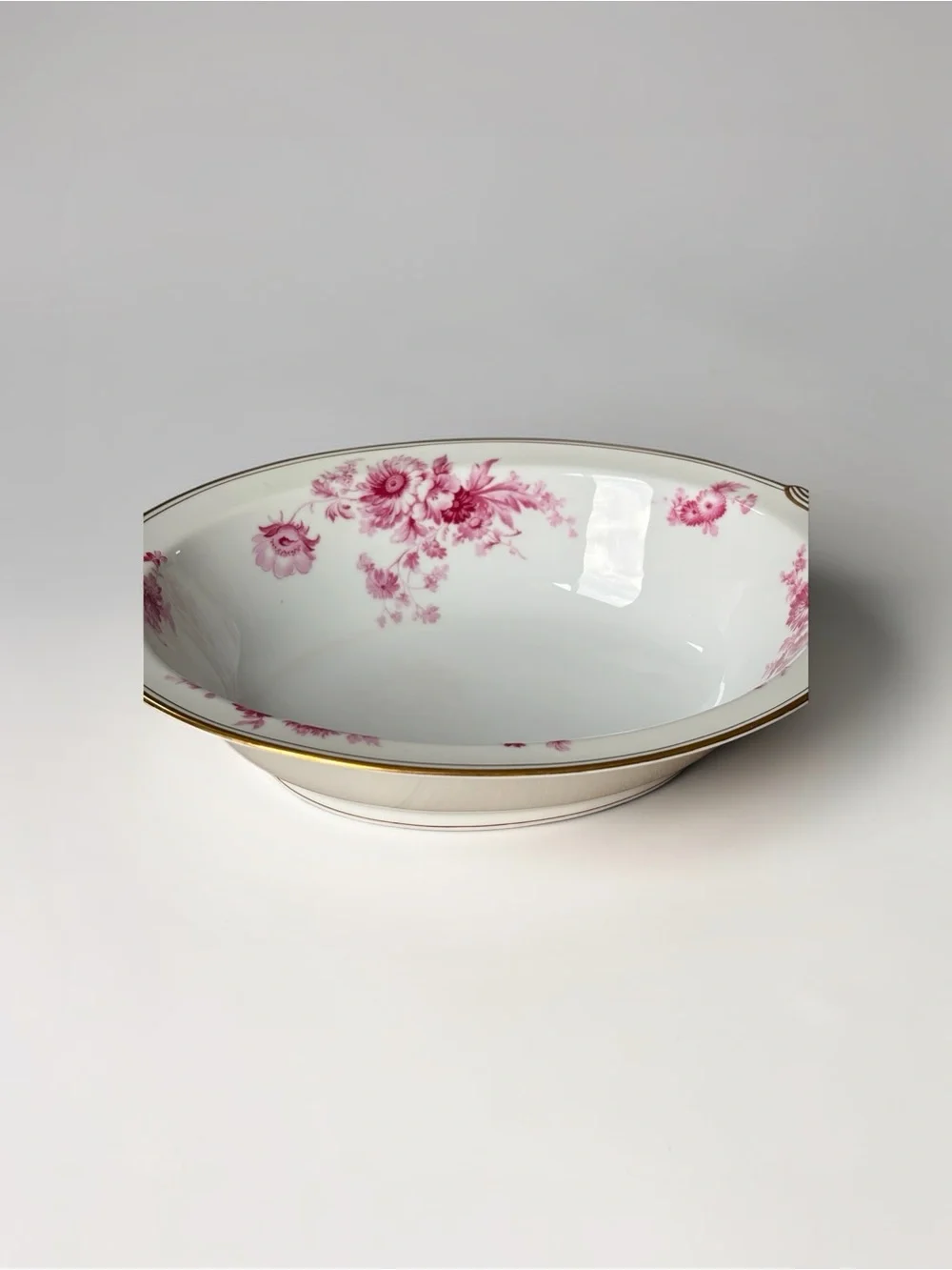 Noritake Vintage Pink Chrysanthemum China Japan Serving Bowl Dish Gold Trim